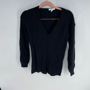 Nordstrom BP. Womens black New v neck ribbed knit long sleeve sweater XXS